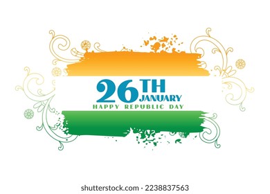 26th january republic day floral background with indian flag vector 