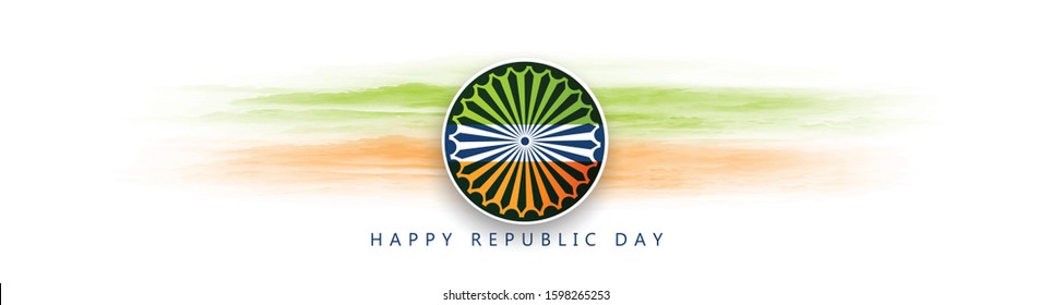 26th January Republic Day of India with monument, ashoka chakra, tricolour, pigeon