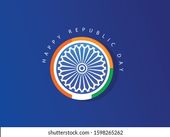 26th January Republic Day of India with monument, ashoka chakra, tricolour, pigeon