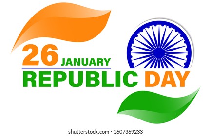 26th January Republic Day of India. Background, poster, greeting card, banner design with ashoka chakra, tricolor. Vector EPS 10