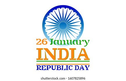 26th January Republic Day of India. Background, poster, greeting card, banner design with ashoka chakra, tricolor. Vector EPS 10