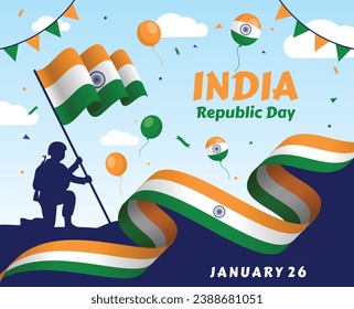 26th January, Republic Day of India Celebration Concept vector background with famous historical monument, landmark of India.

