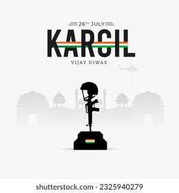 26th July Kargil Vijay Diwas Design Concept With Indian Flag And Army Social Media Post