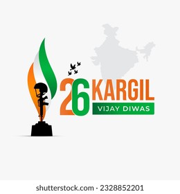 26th July Kargil Vijay Diwas Design Concept With Indian Flag and Army Social Media Post