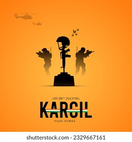 26th July Kargil Vijay Diwas Design Concept With Indian Flag and Army Social Media Post
