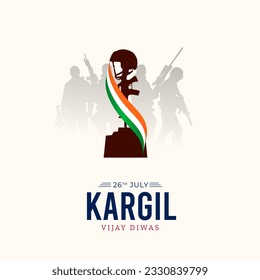 26th July Kargil Vijay Diwas Design Concept With Indian Flag and Army Social Media Post