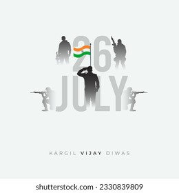 26th July Kargil Vijay Diwas Design Concept With Indian Flag and Army Social Media Post