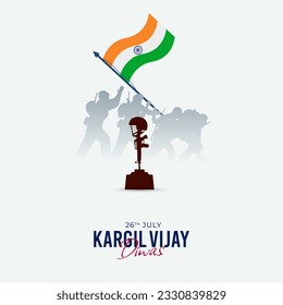 26th July Kargil Vijay Diwas Design Concept With Indian Flag and Army Social Media Post