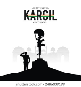 26th July Kargil Vijay Diwas Design Concept With Indian Flag And Army Social Media Post