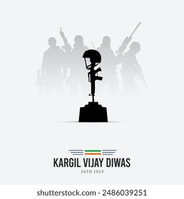 26th July Kargil Vijay Diwas Design Concept With Indian Flag And Army Social Media Post