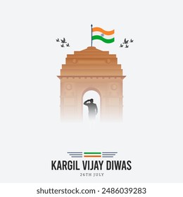 26th July Kargil Vijay Diwas Design Concept With Indian Flag And Army Social Media Post