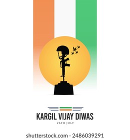 26th July Kargil Vijay Diwas Design Concept With Indian Flag And Army Social Media Post