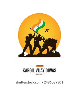 26th July Kargil Vijay Diwas Design Concept With Indian Flag And Army Social Media Post