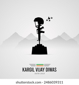 26th July Kargil Vijay Diwas Design Concept With Indian Flag And Army Social Media Post