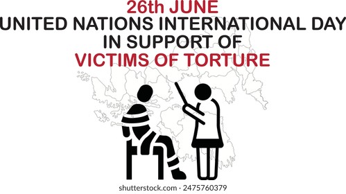 26th june of International Day in Support of Victims of Torture banner. victims art and torture man vector. Abused people icon. International Day in Support of Victims of Torture Poster,flyer June 26.
