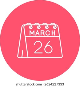 26 de Marzo Línea Vector Icon Design