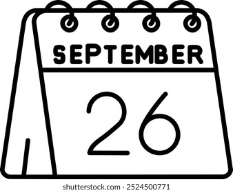 26th of September Line vector Icon Design