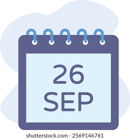 26th September Ring Calendar concept, International Day of Language vector icon design symbol, Linguistic diversity sign, Bilingualism Polyglot today stock illustration