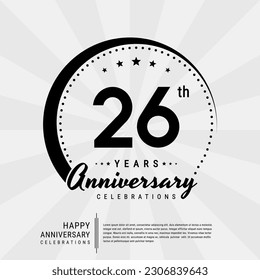 26th year anniversary design template. vector template illustration