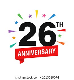 26th Years Anniversary Logo Design Vector. Modern Illustration