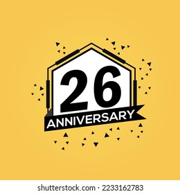 26th years anniversary logo, vector design birthday celebration with geometric isolated design.