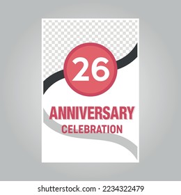 
26th years anniversary vector invitation card.Template of invitational for print on gray background
