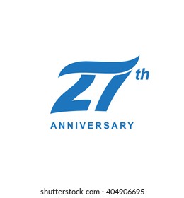 27 anniversary wave logo blue