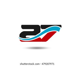 27 anniversary wave logo blue
