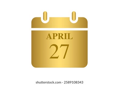 27 April calendar icon text page monthly web design on Golden and white background vector, icon, or illustration with the month of April 27