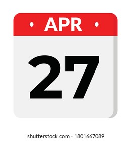 icono del calendario 27 de abril, ilustración vectorial