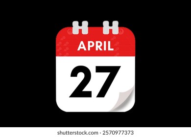 27 April month single day vector, illustration, calendar with red, gray, white and black color background calendar April 27