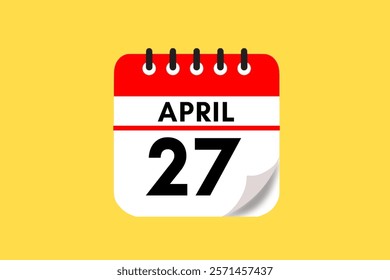 27 April month single day vector, illustration, calendar with maroon, rose and white color background calendar April 27