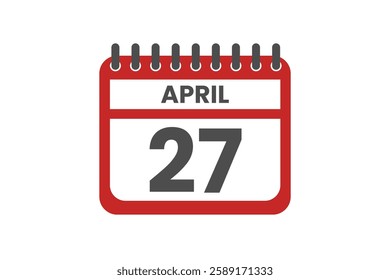 27 April month single day vector, illustration, calendar with red, black and white color background calendar April 27
