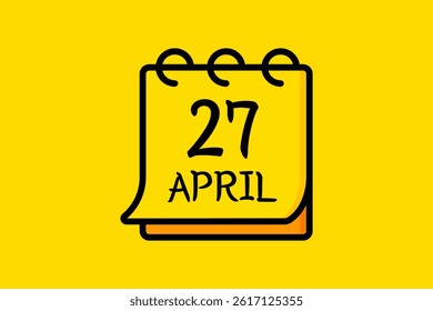 27 April month single day vector, illustration, calendar with yellow and black color background calendar April 27