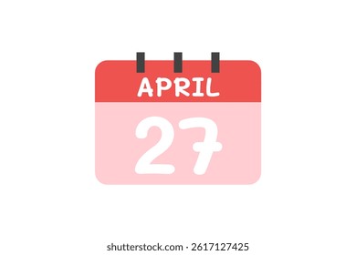 27 April month single day vector, illustration, calendar with pink, white and black color background calendar April 27