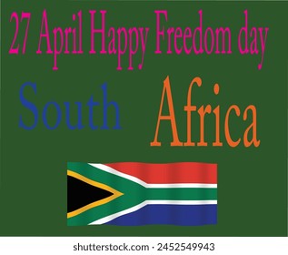 27 April South Africa freedom day in design and flag and green colour background