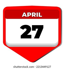 27 April vector icon calendar day. 27 date of April. Twenty seventh day of April. 27th date number. 27 day calendar. Twenty seven date. Koningsdag, Netherlands King, South Africa Freedom. illustration