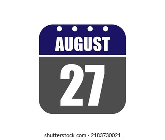 27 August calendar banner. August calendar icon in blue and gray. svg