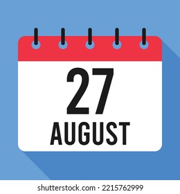 27 August Calendar. Blue Background. Vector Calendar. svg