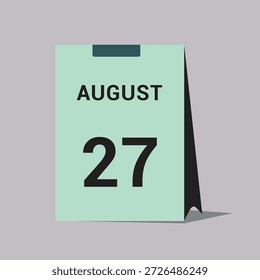 27 de agosto Calendario Fecha Icono Ilustración vectorial mínima de calendario de escritorio
