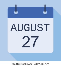 27 August Calendar, Vector Calendar. svg