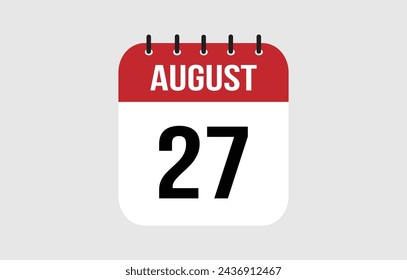 27 August Calendar. August Calendar Vector Illustration. svg