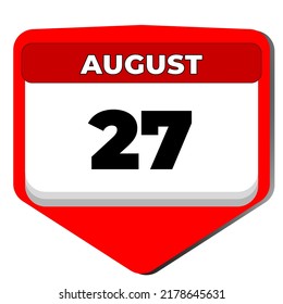 27 August vector icon calendar day. 27 date of august. Twenty seventh day of august. 27th date number. 27 day calendar. Twenty seven date. Moldova Independence Day svg