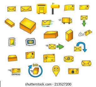 27 comic style mail icons - Hand drawn vector graphics