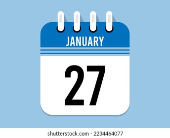 27 day January calendar icon. Banner for appointments, special dates and birthdays. Calendar vector for January in blue color on light background