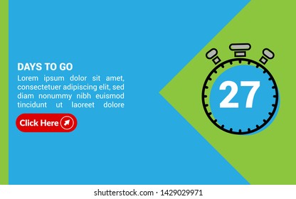 27 days to go banner. flat style. days to go concept