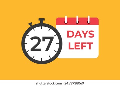 27 days to go countdown template. 27 day Countdown left days banner design. 27 Days left countdown timer
