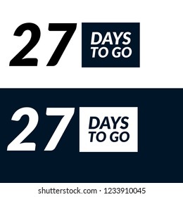 27 days to go label,sign,button. Vector stock illustration.