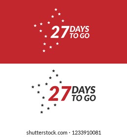 27 days to go label,sign,button. Vector stock illustration.