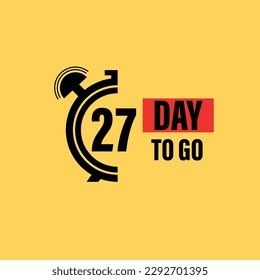 27 días para el último icono de cuenta regresiva. Veintisiete días a la venta precio de la oferta de promociones cronómetro, sólo 27 días, Banner de la cuenta regresiva de días a la izquierda. venta de tiempo de conteo. Ilustración vectorial, número de días restante de la insignia